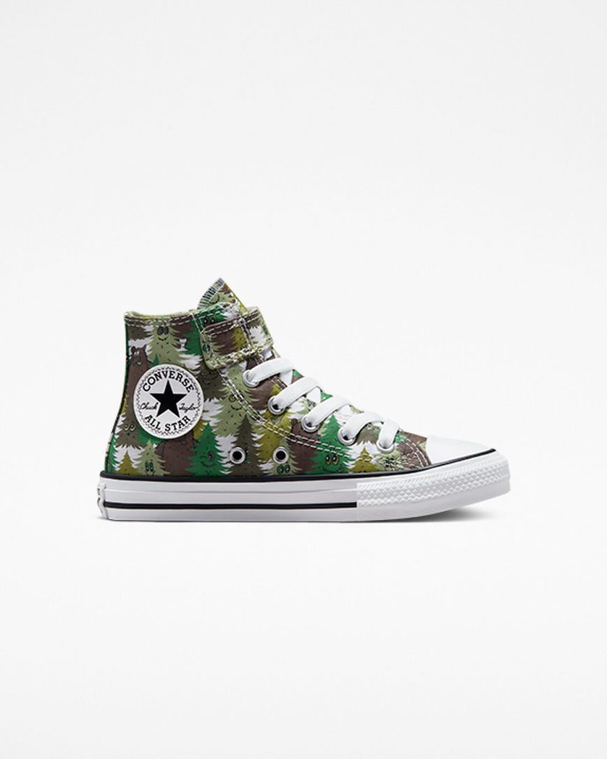 Chlapecké Boty Vysoké Converse Chuck Taylor All Star Easy-On Forest Camo Bílé Zelene | CZ BMYH83